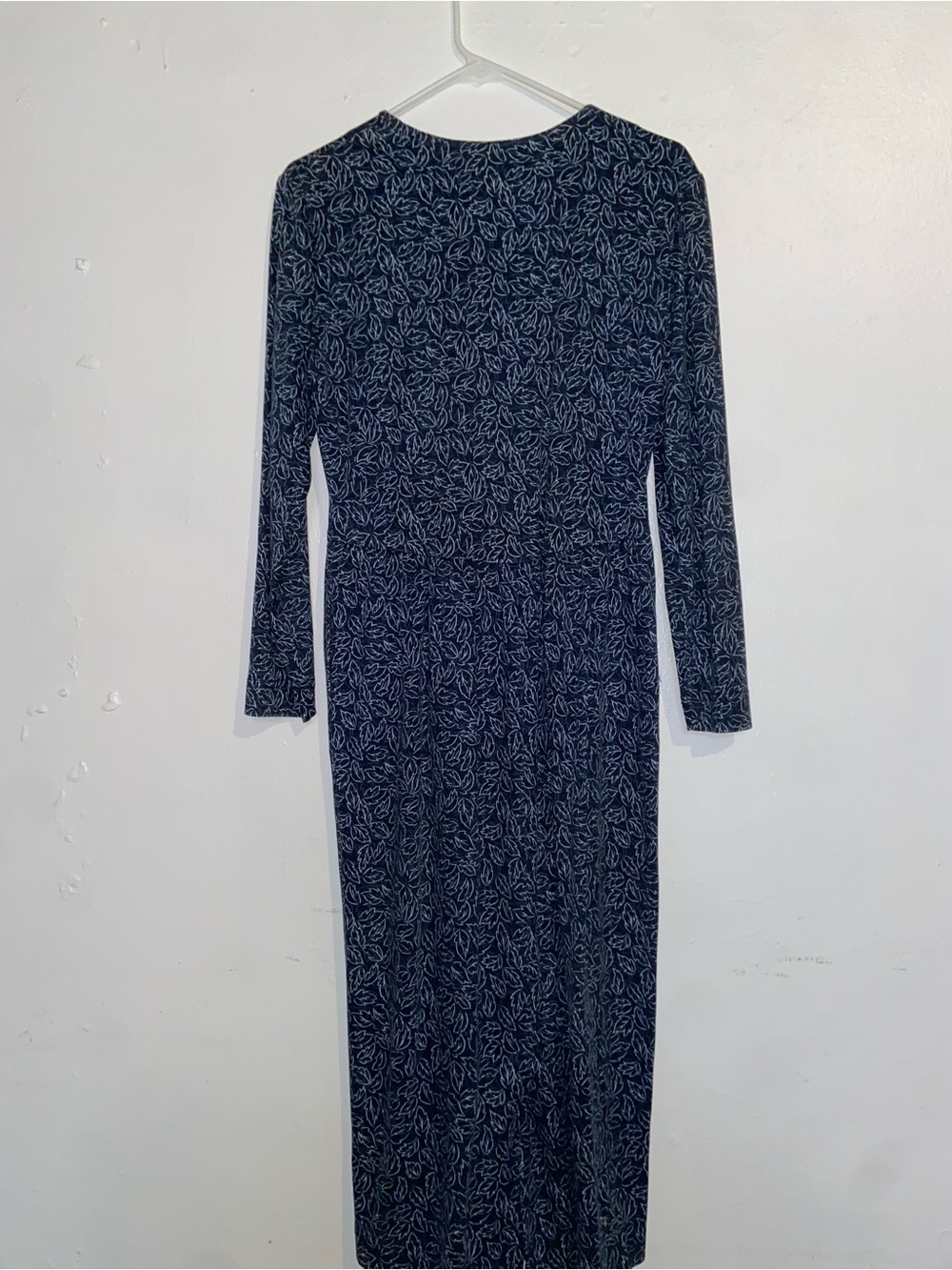 Talbots Vintage 90s Y2K Phoebe Buffay Navy Long-Sleeve Floral Button-Front Dress - Picture 2 of 4
